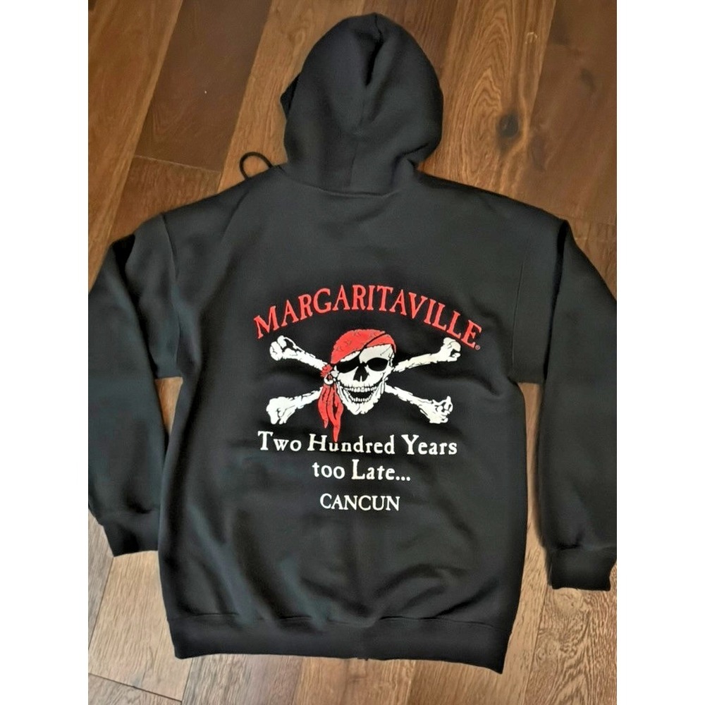 Margaritaville Pirate Hoodie Cancun Full Zip Black Graphic Men's L